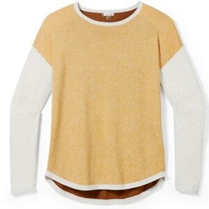 Smartwool Colorblock Sweater Honey Gold/Natural Donegal Marl Small Winter New